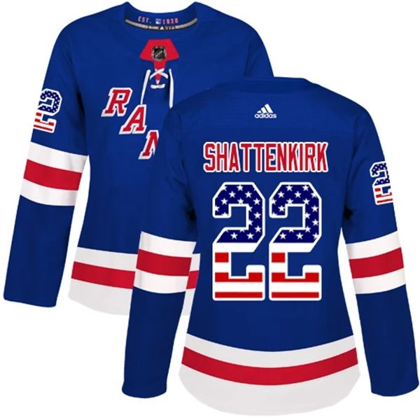 Damen New York Rangers Trikot Kevin Shattenkirk 22 Blau USA Flag Fashion Authentic